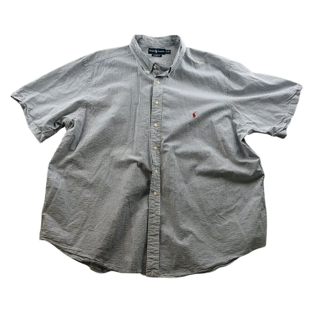 Ralph Lauren Men's Seersucker Shirt Size 3XB Classic Short Sleeve Striped Button